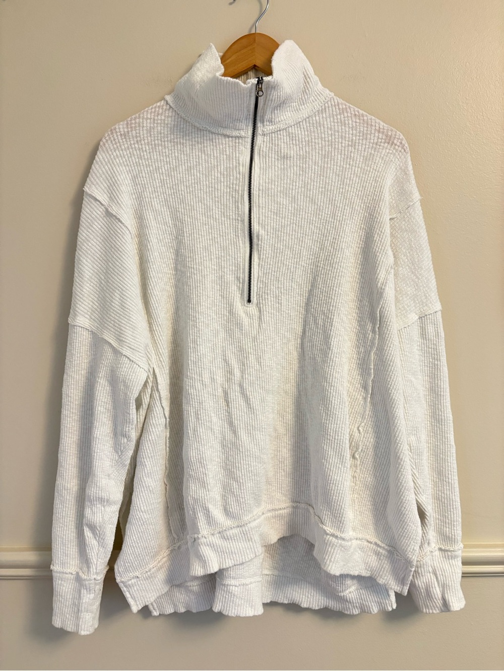 We The Free white Half-Zip textured Knit Pullover